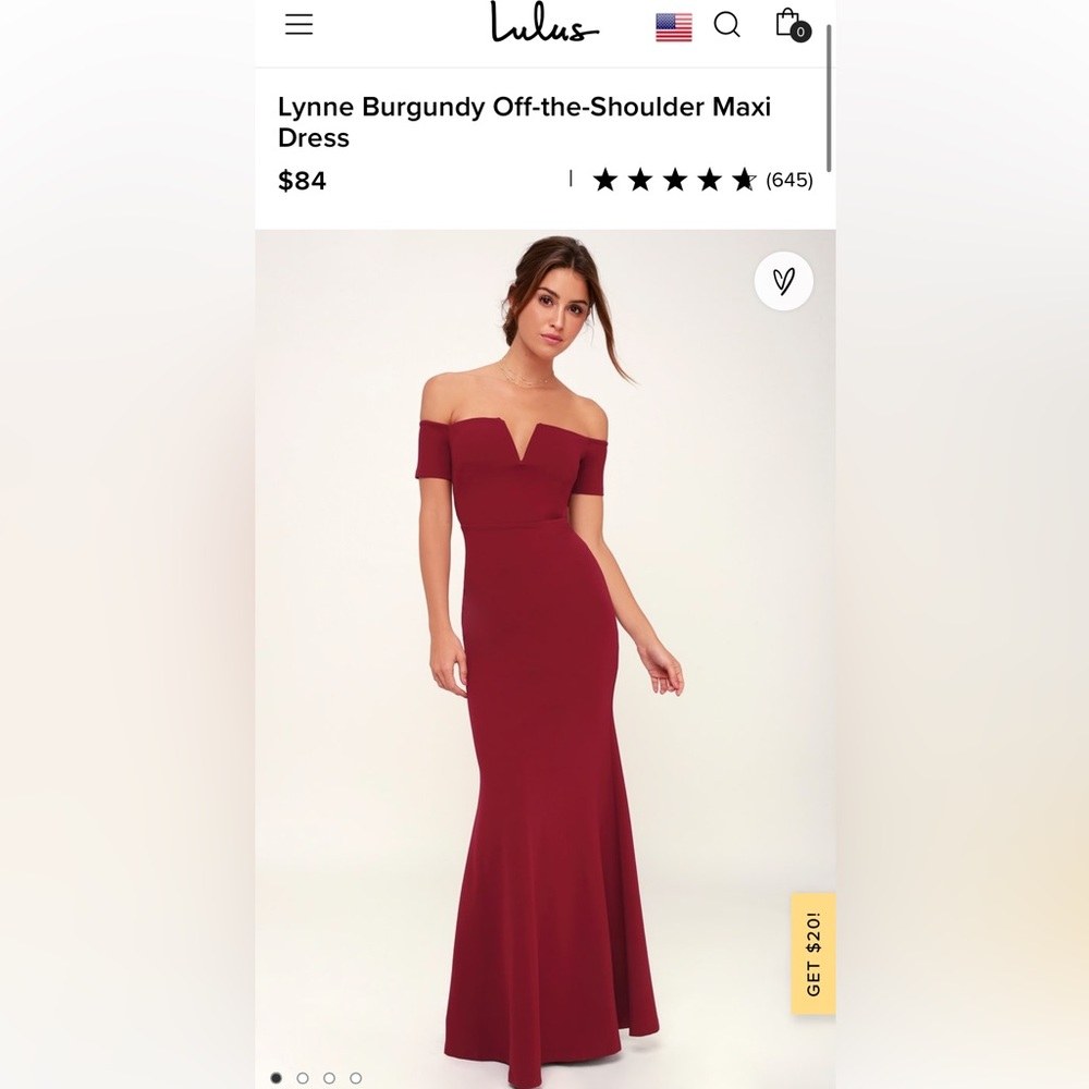 Lulu’s Burgundy Off The Shoulder Gown